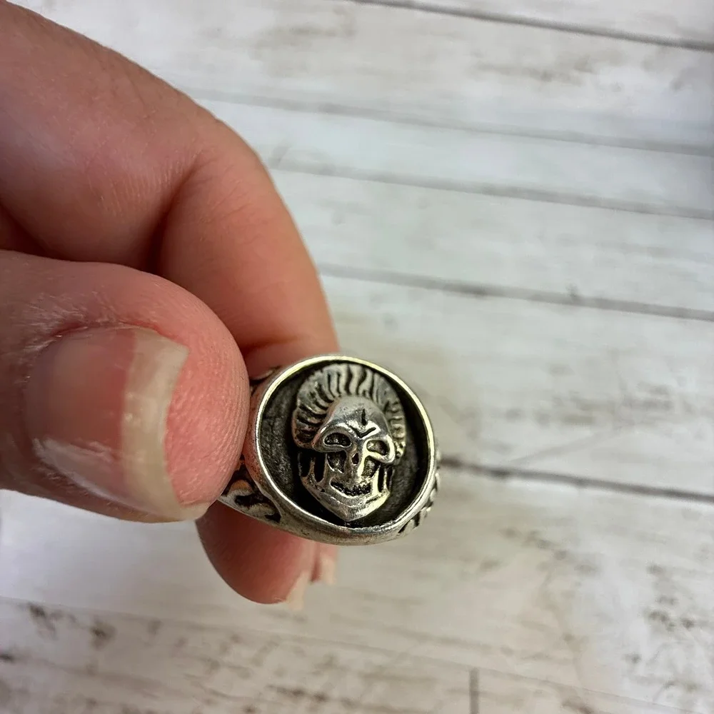 9pc Mens Biker Ring Lot Skull Native American Chief Oni Mask Gothic‎ Punk Rings